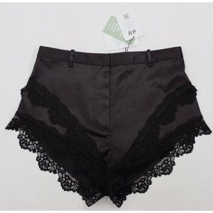New H&M Innovation sz 8 Lace-trimmed satin shorts black